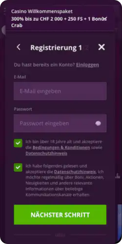 Malina casino Registrierungsschritte