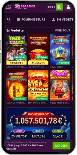 Trouvez la zone du casino Malina